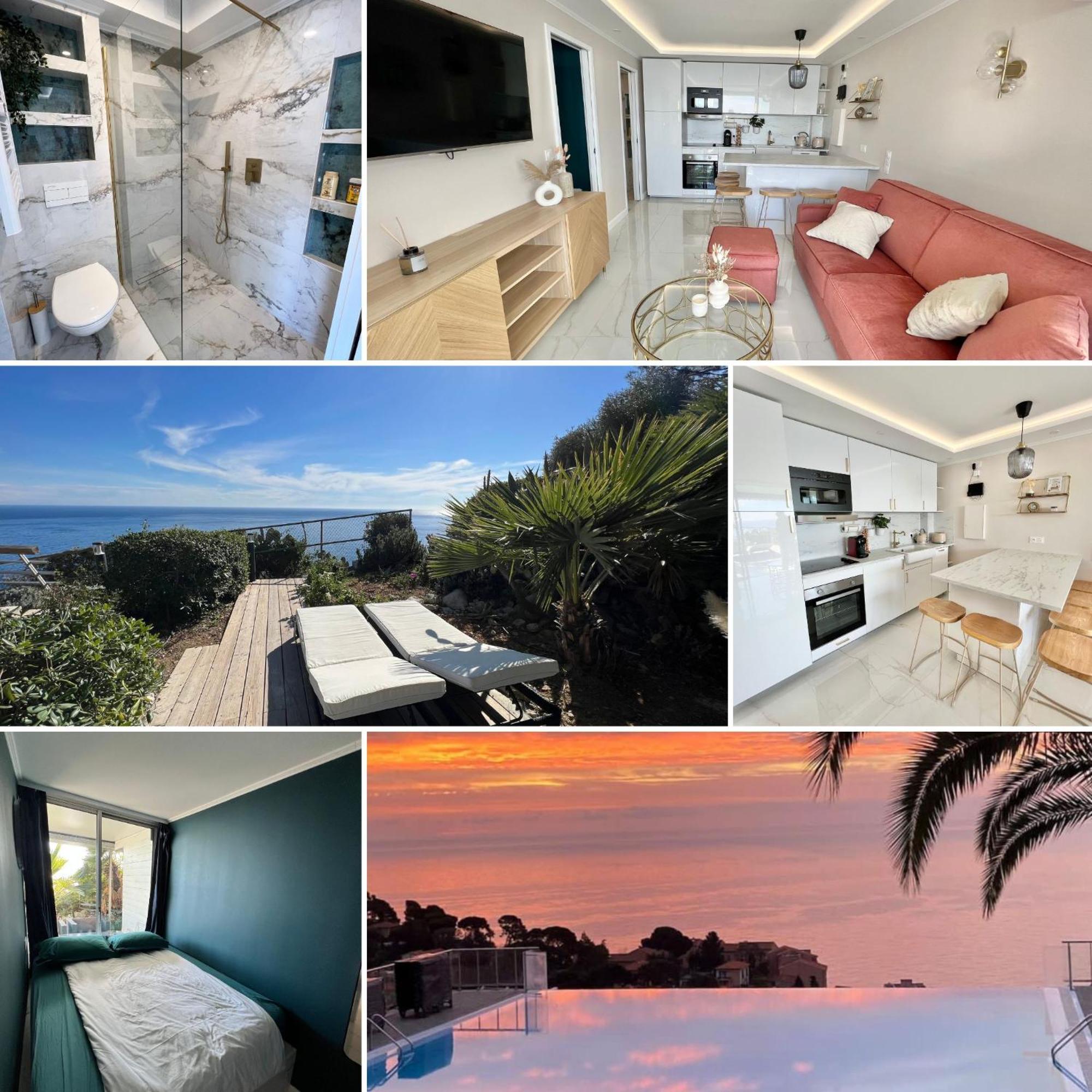 Luxueux Appartement - Vue Mer - Piscine - Free Parking - Monaco Cap-d'Ail Dış mekan fotoğraf